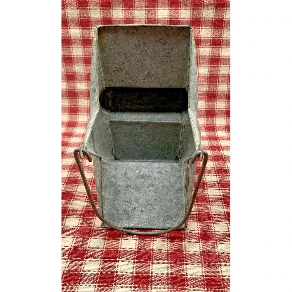 Vintage Rustic Primitive Tin Star Shaped Pail Bucket Farmhouse Americana